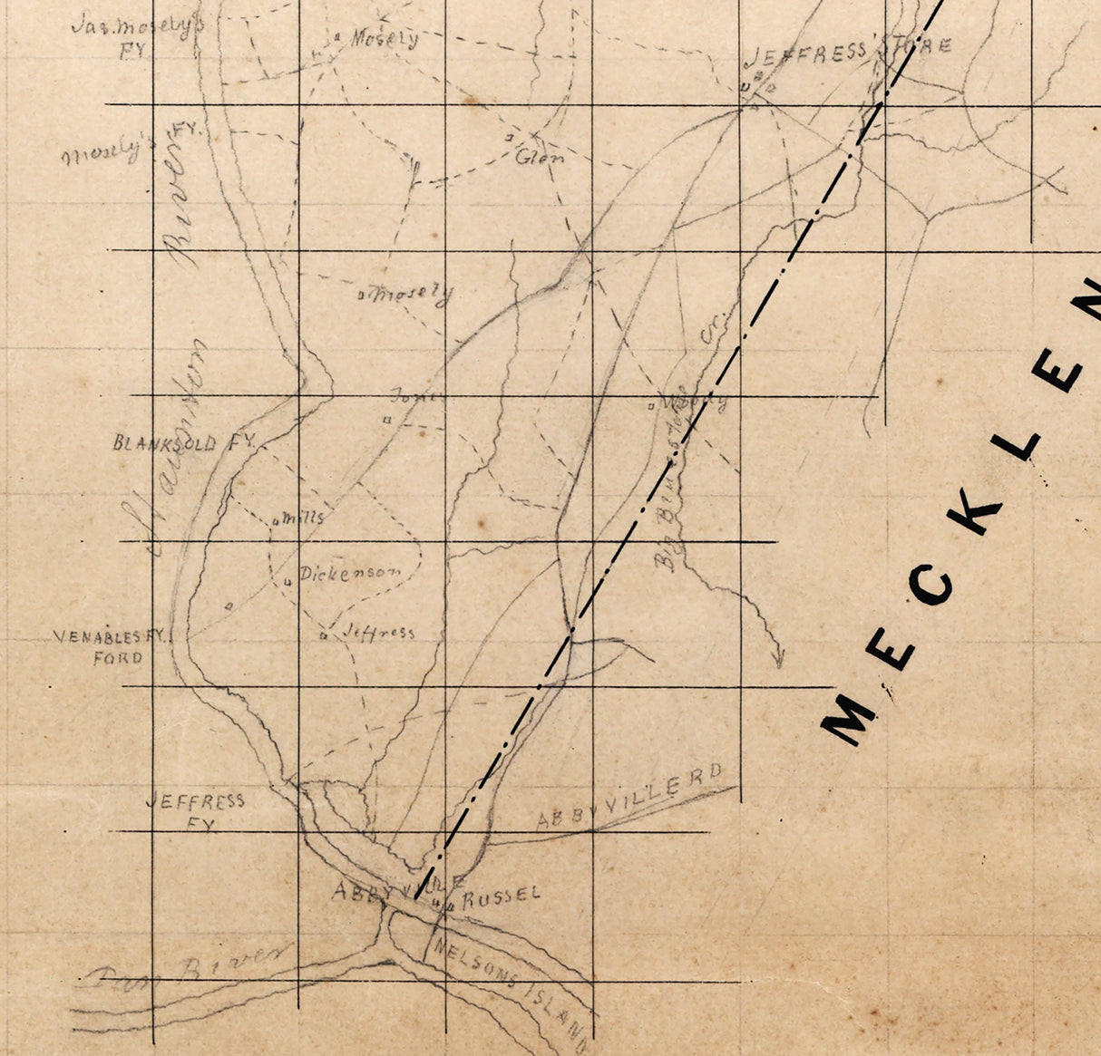 1860 Map of Charlotte County Virginia