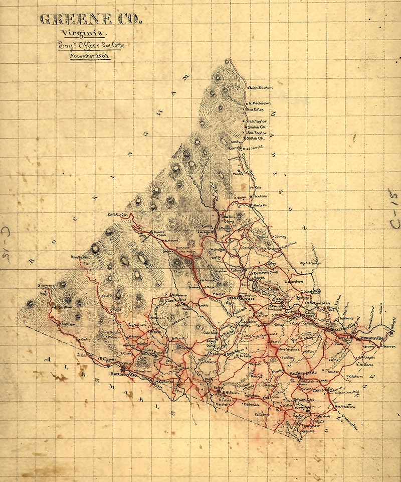 1863 Map of Greene County Virginia