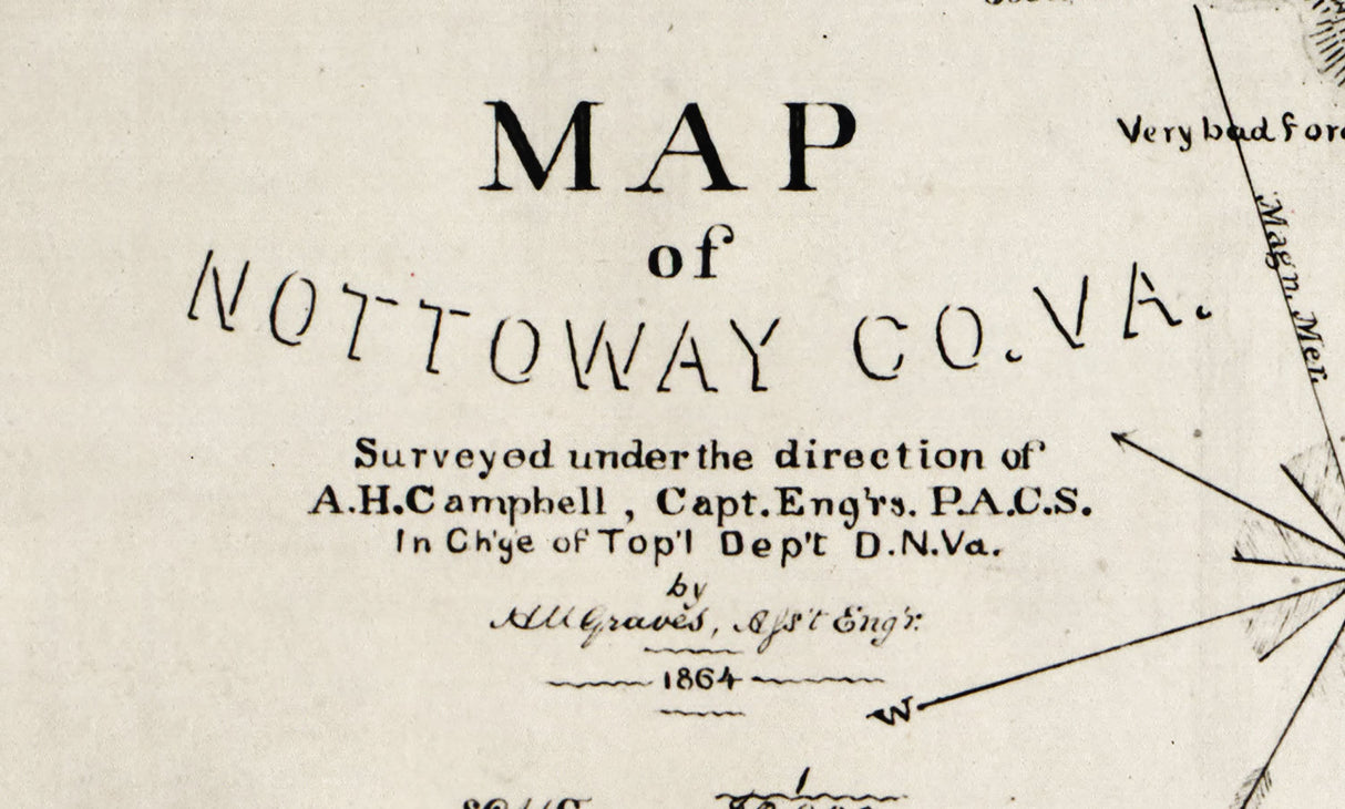 1864 Map of Nottoway County Virginia