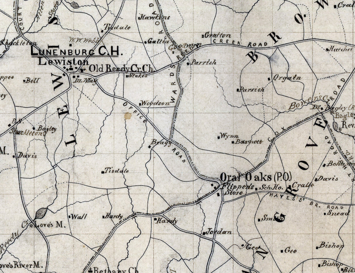 1871 Map of Lunenburg County Virginia