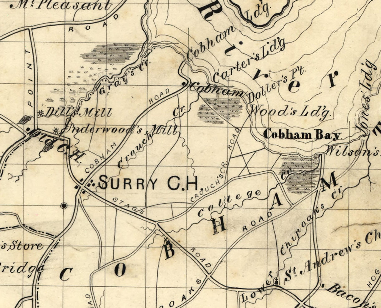1871 Map of Surry County Virginia