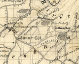 1871 Map of Surry County Virginia