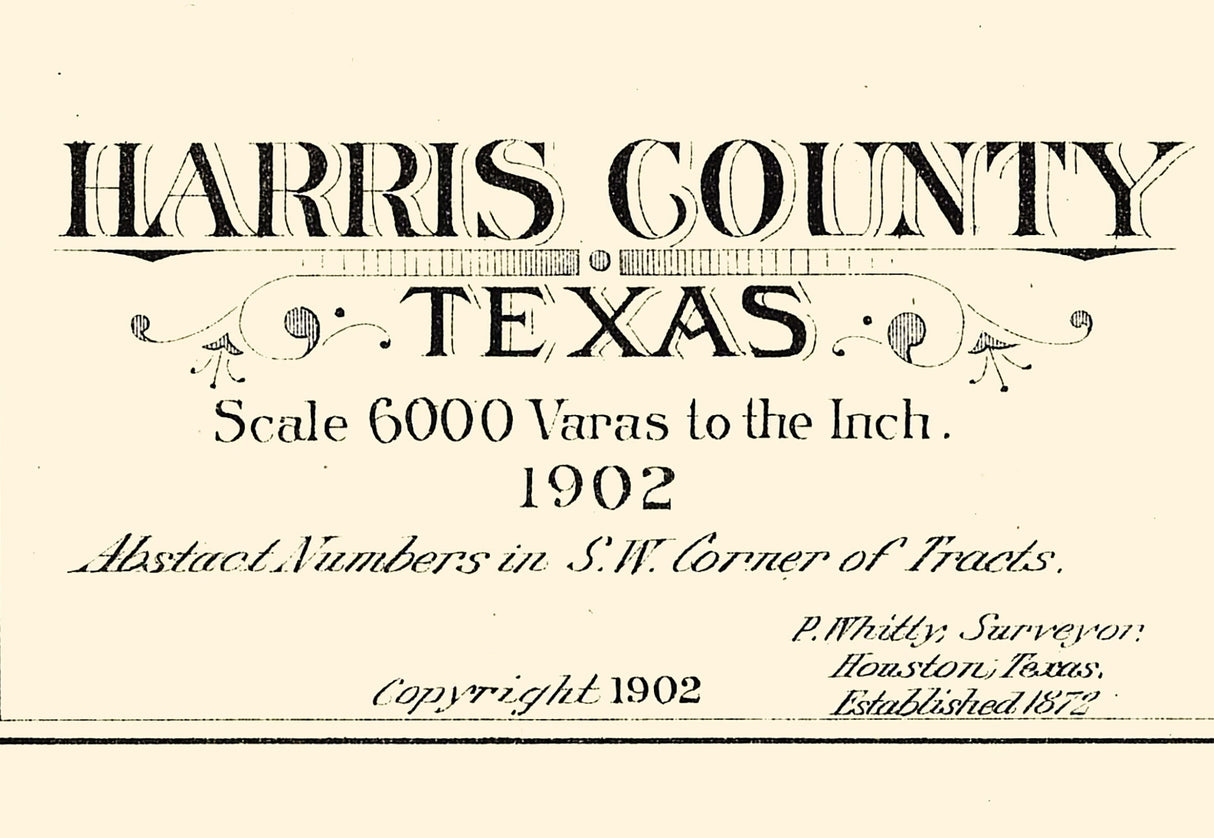 1902 Map of Harris County Texas Houston