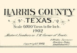 1902 Map of Harris County Texas Houston