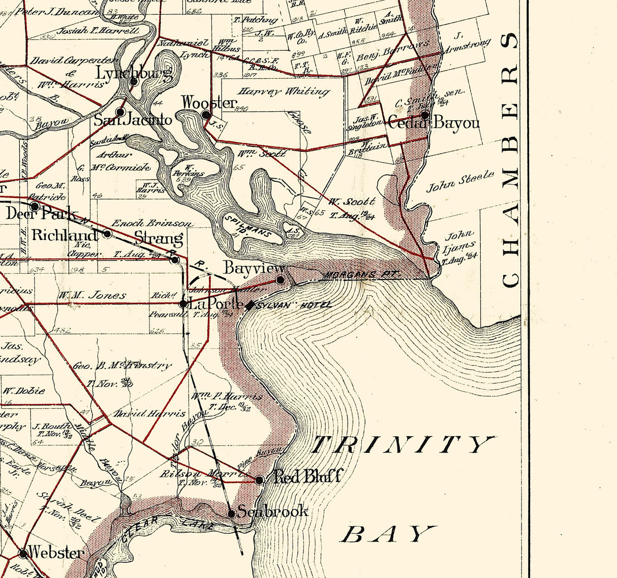 1902 Map of Harris County Texas Houston