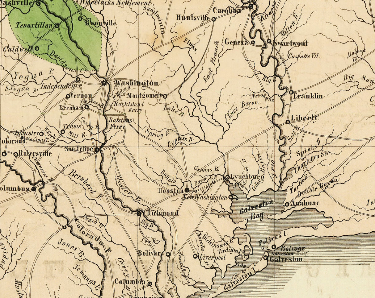 1849 Map of Texas Geography