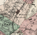 1873 Map of Blair and Huntingdon County Pennsylvania
