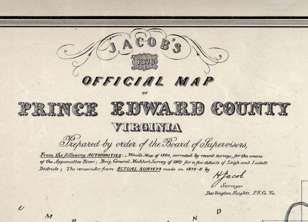 1879 Map of Prince Edward County Virginia