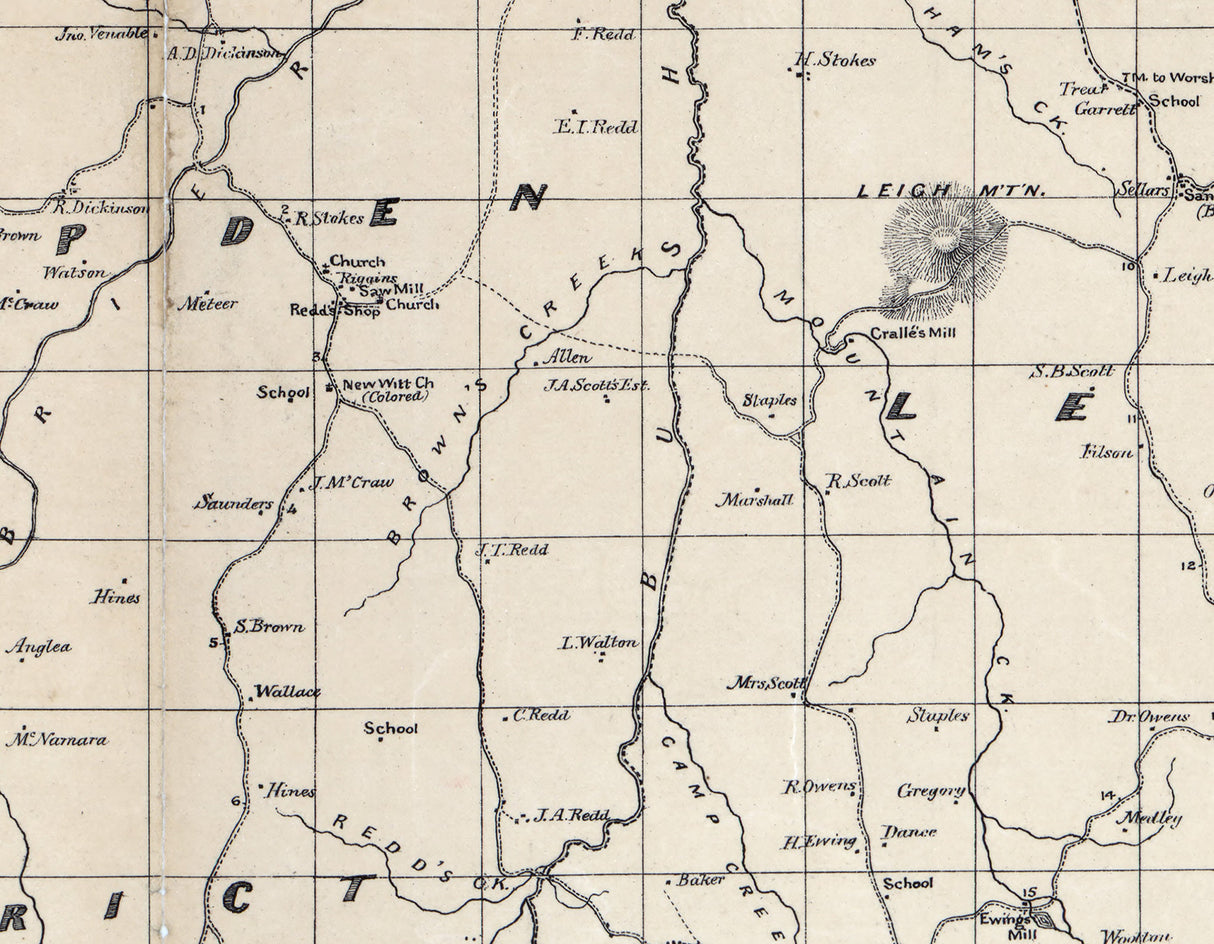 1879 Map of Prince Edward County Virginia