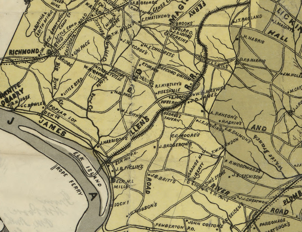 1881 Map of Goochland County Virginia