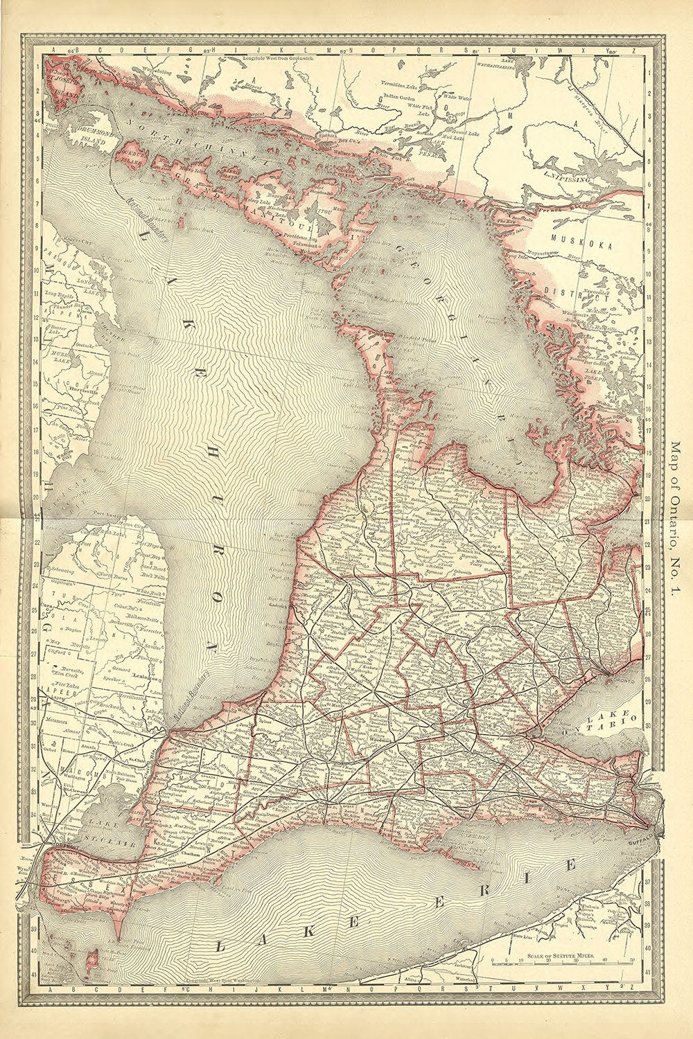 1881 Map of Ontario Canada