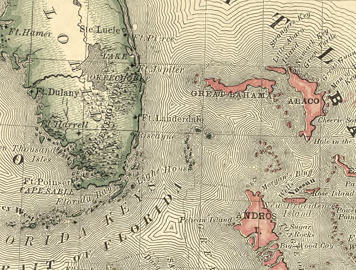 1881 Map of the West Indies Cuba Jamaica Puerto Rico