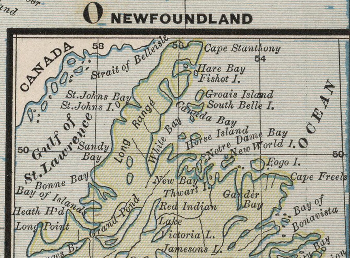 1883 Map of Nova Scotia and New Brunswick Canada