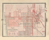 1875 Map of Council Bluffs Pottawattamie County Iowa