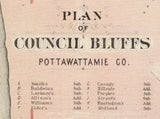 1875 Map of Council Bluffs Pottawattamie County Iowa