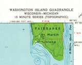 1960 Topo Map of Washington Island Door County Wisconsin
