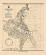 1935 Nautical Chart of Menominee Harbor Green Bay