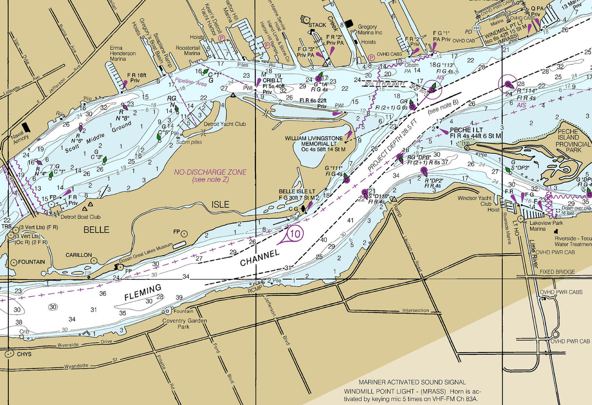 2018 Nautical Chart of Detroit River