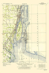 1929 Topo Map of Wyandotte Michigan Detroit River