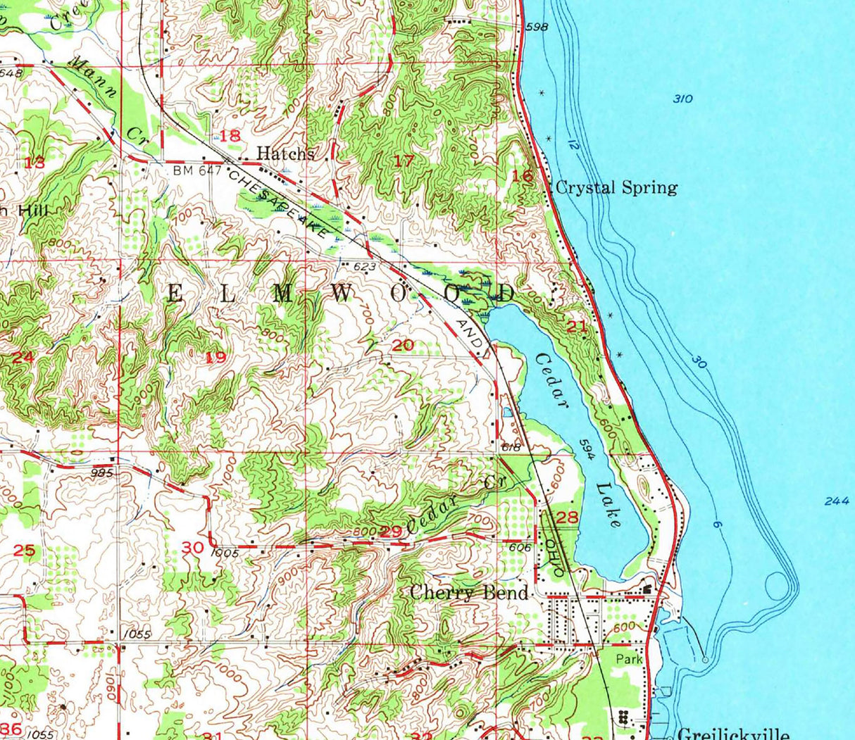 1957 Topo Map of Traverse City Michigan Grand Traverse Bay