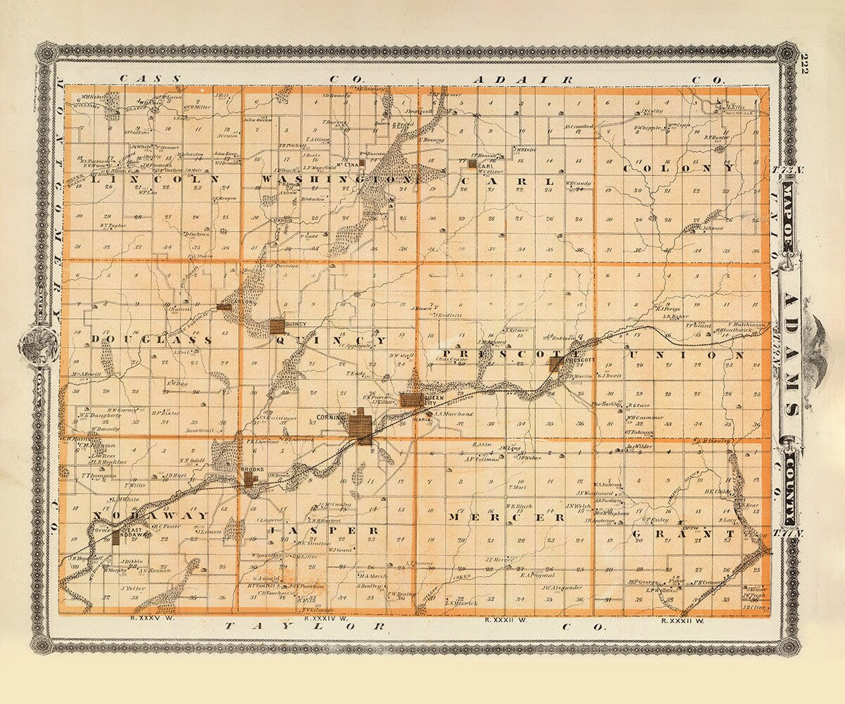 1875 Map of Adams County Iowa