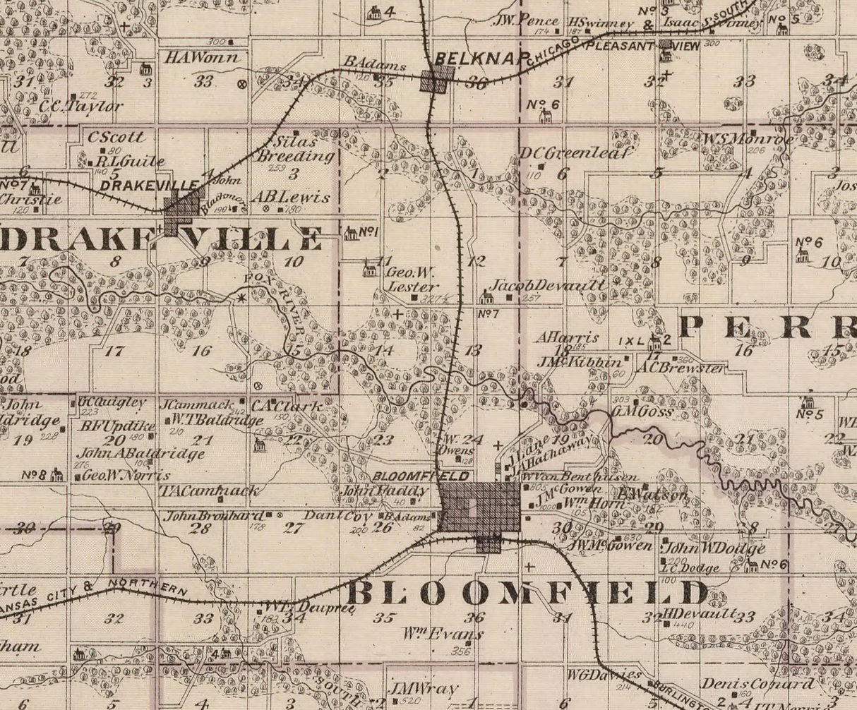 1875 Map of Davis County Iowa