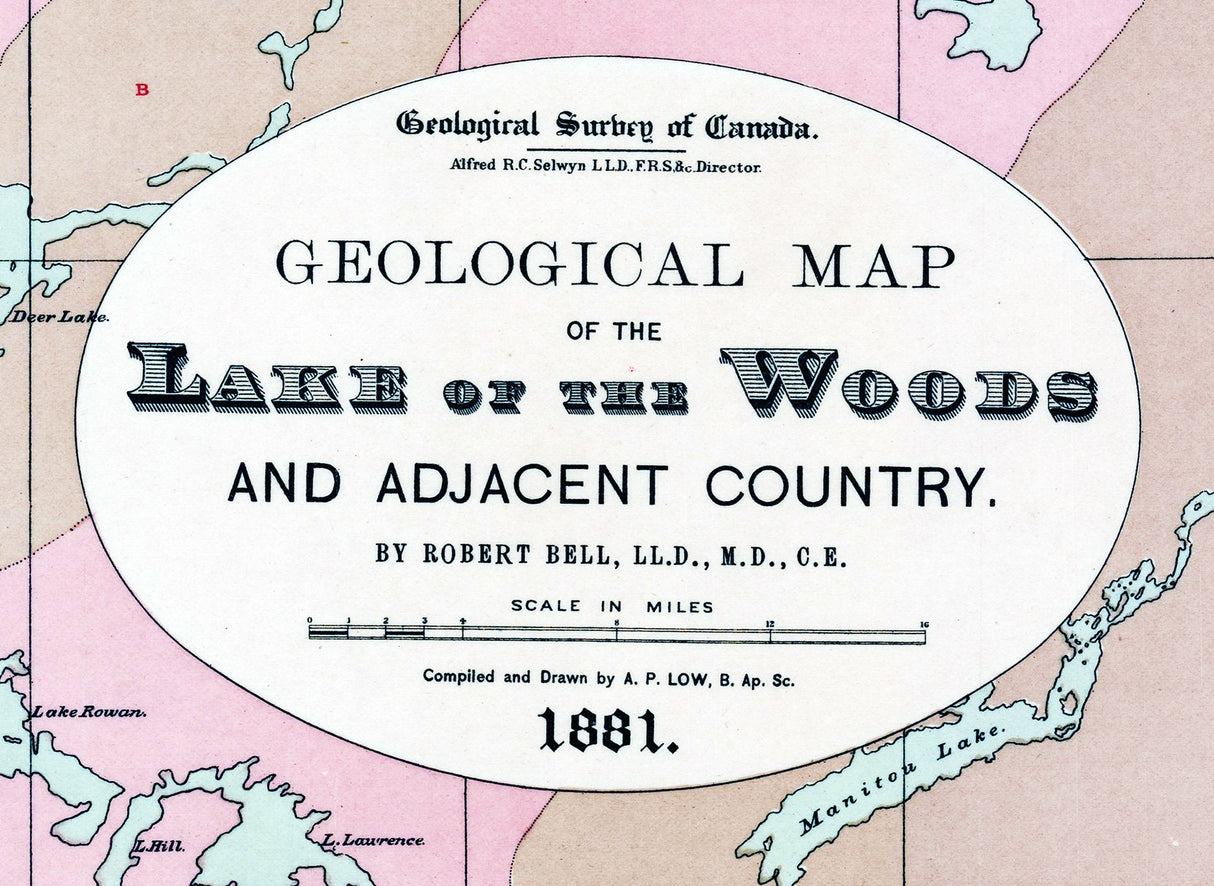 1881 Map of Lake of The Woods Minnesota and Canada