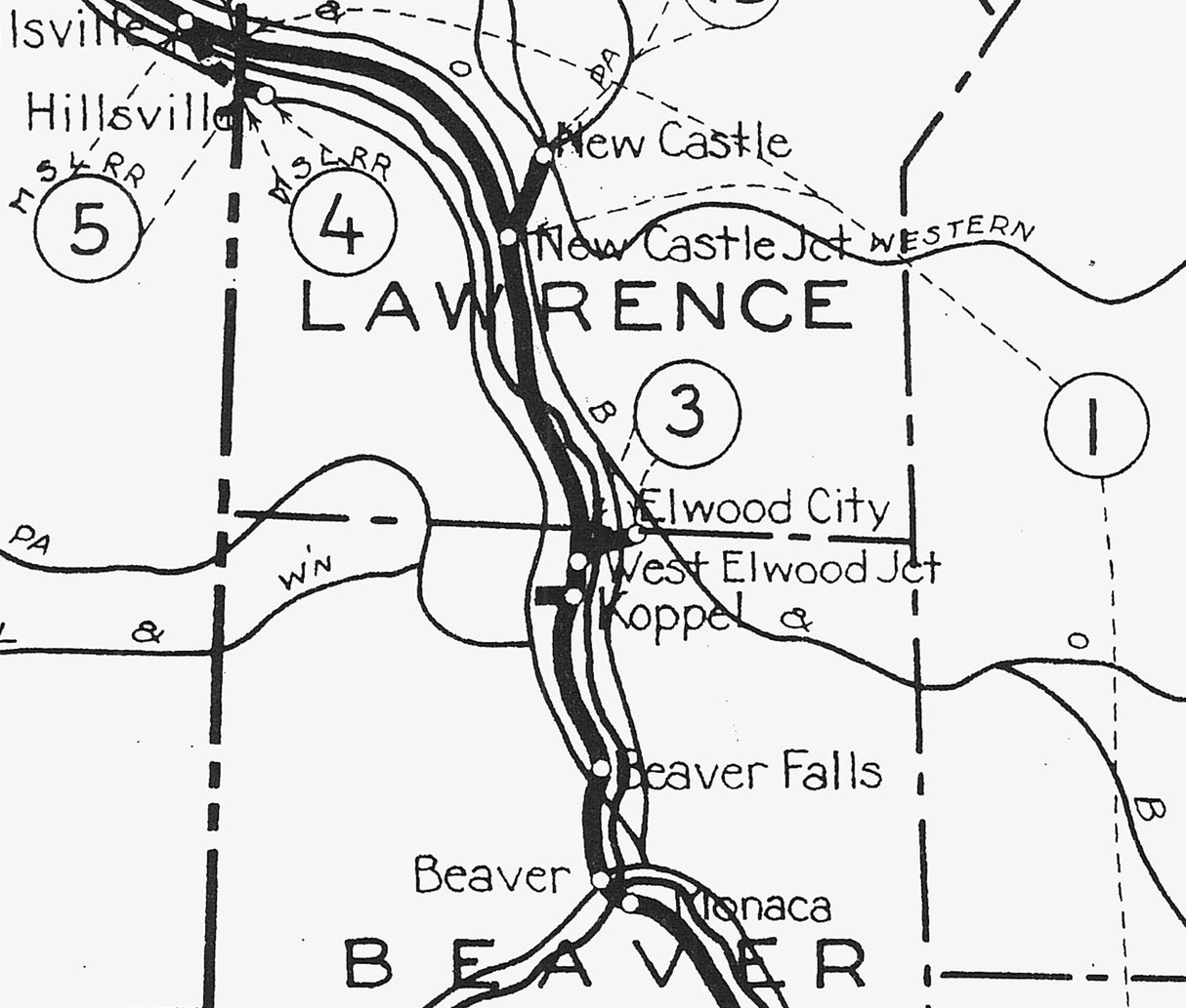 1916 Map of Pittsburgh and Lake Erie Railroad