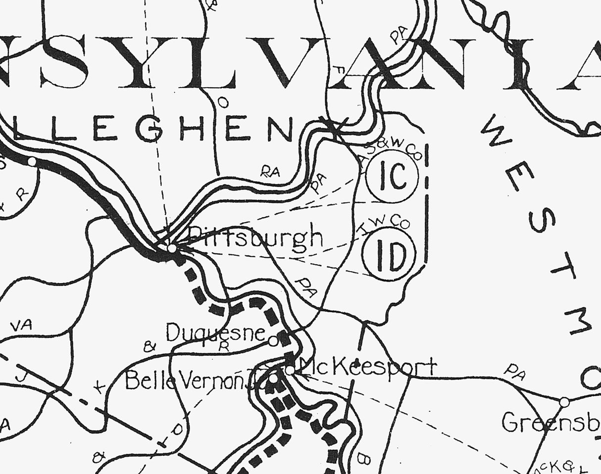 1916 Map of Pittsburgh and Lake Erie Railroad