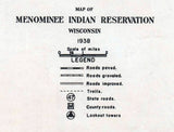 1938 Map of Menominee Indian Reservation Wisconsin