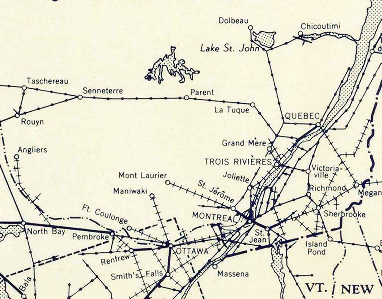 1947 Map of Steam Railroads of Canada