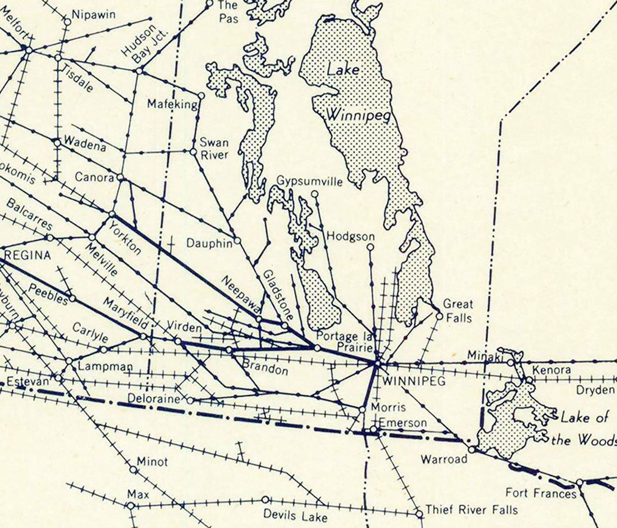 1947 Map of Steam Railroads of Canada
