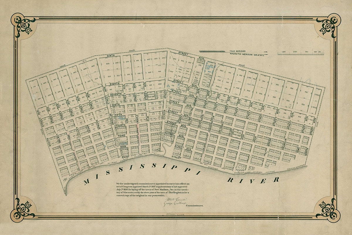 1837 Map of Burlington Iowa