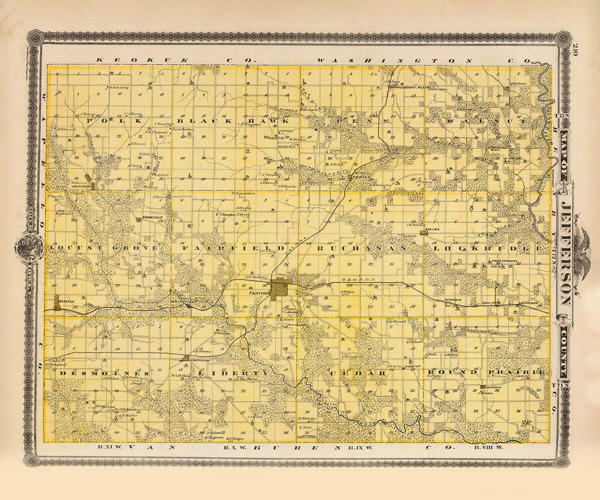 1875 Map of Jefferson County Iowa