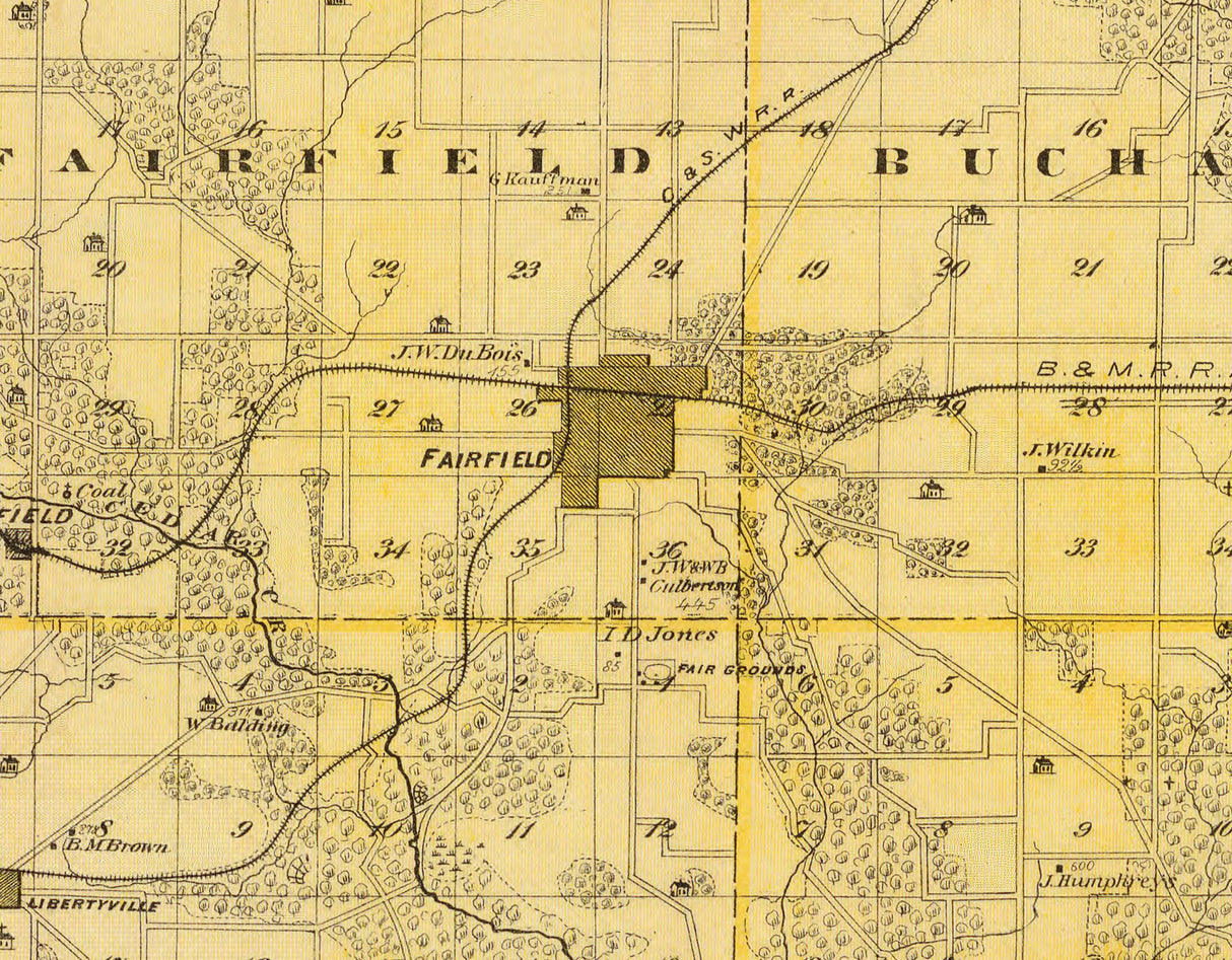 1875 Map of Jefferson County Iowa