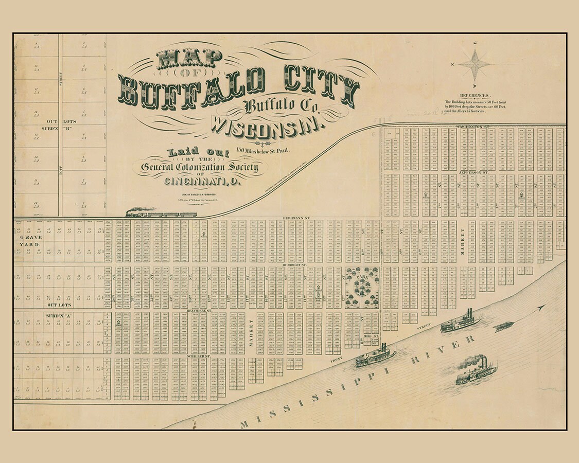 1857 Map of Buffalo City Wisconsin