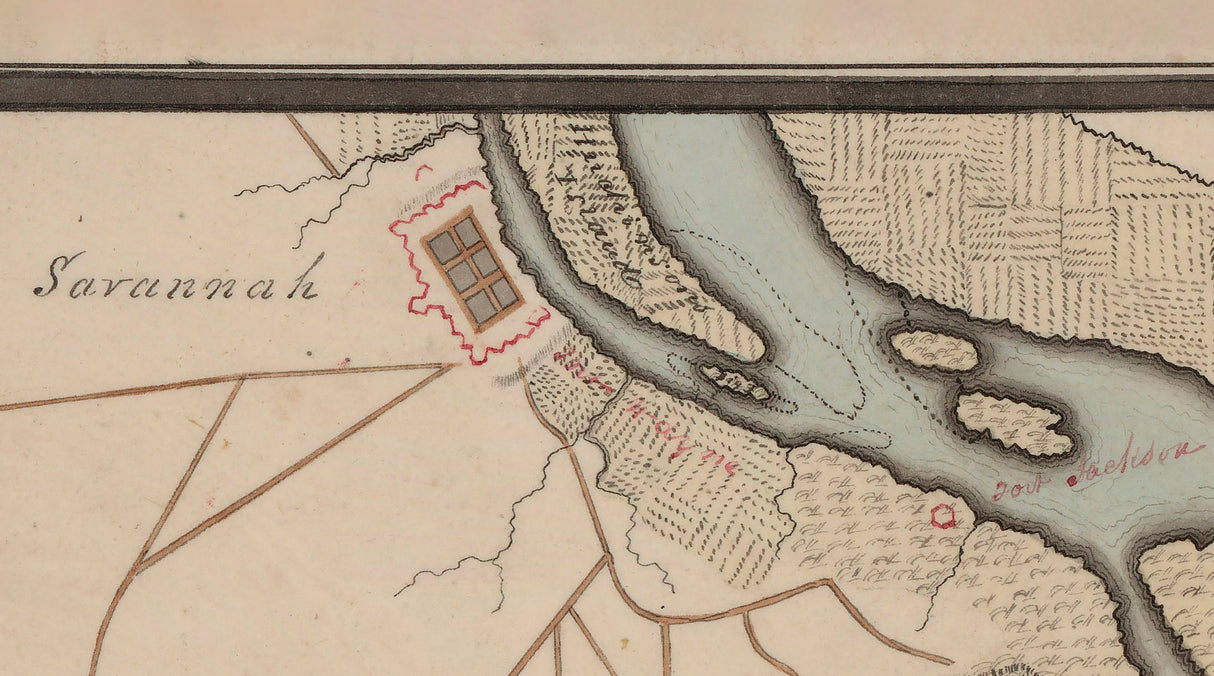 1815 Map of the City and River of Savannah Georgia