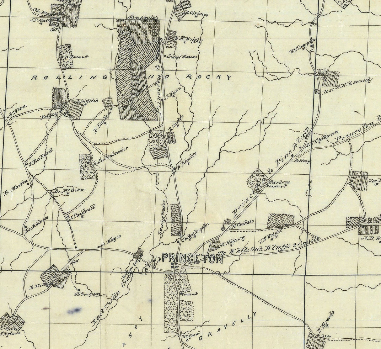 1865 Map of Dallas County Texas