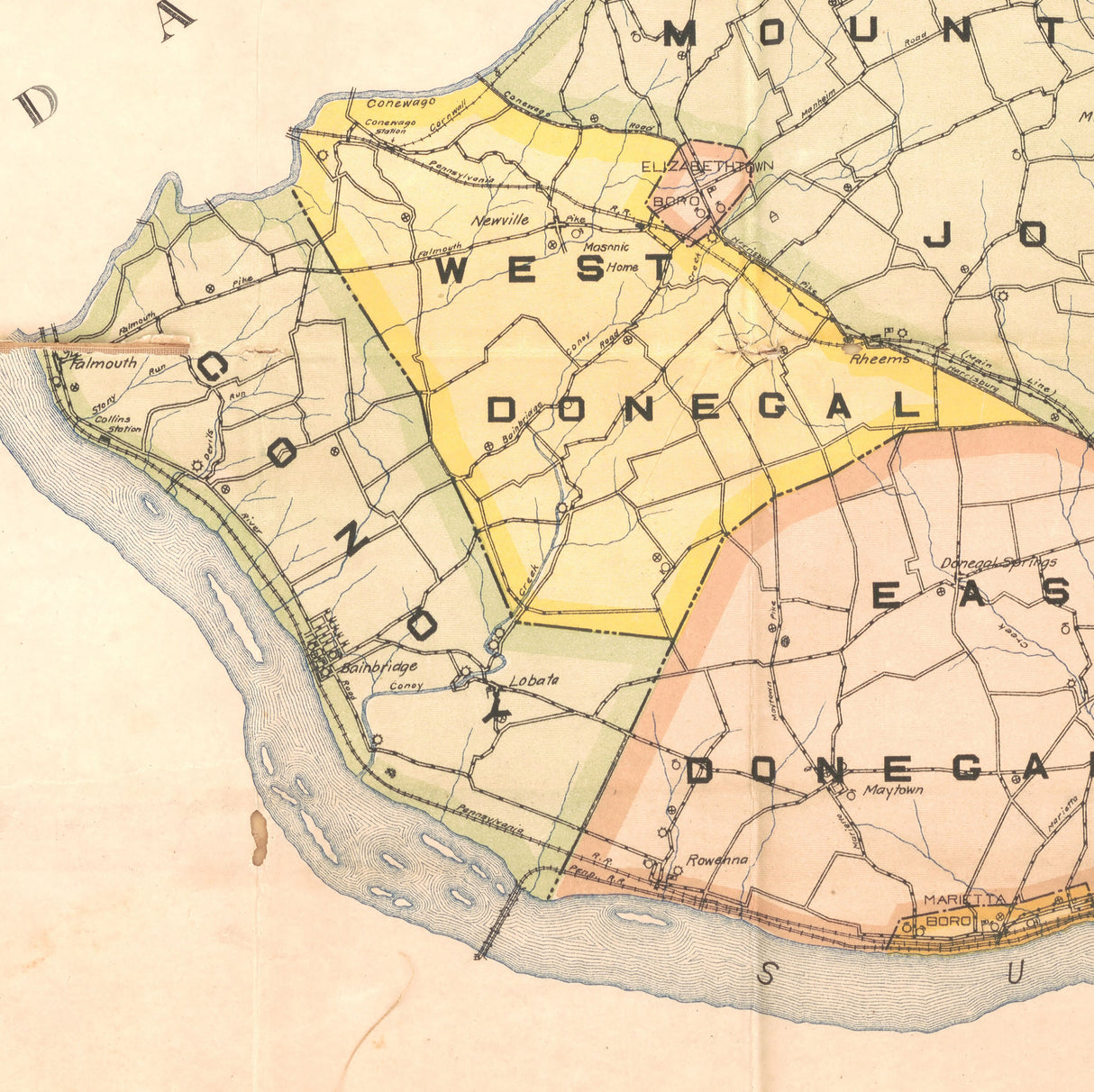 1905 Map of Lancaster County Pennsylvania