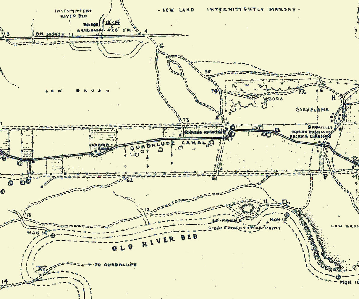 1916 Map of San Elizario Island Fabens Texas