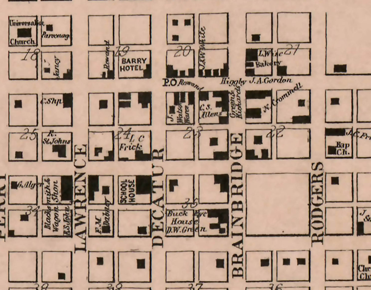 1860 Map of Barry Pike County Illinois