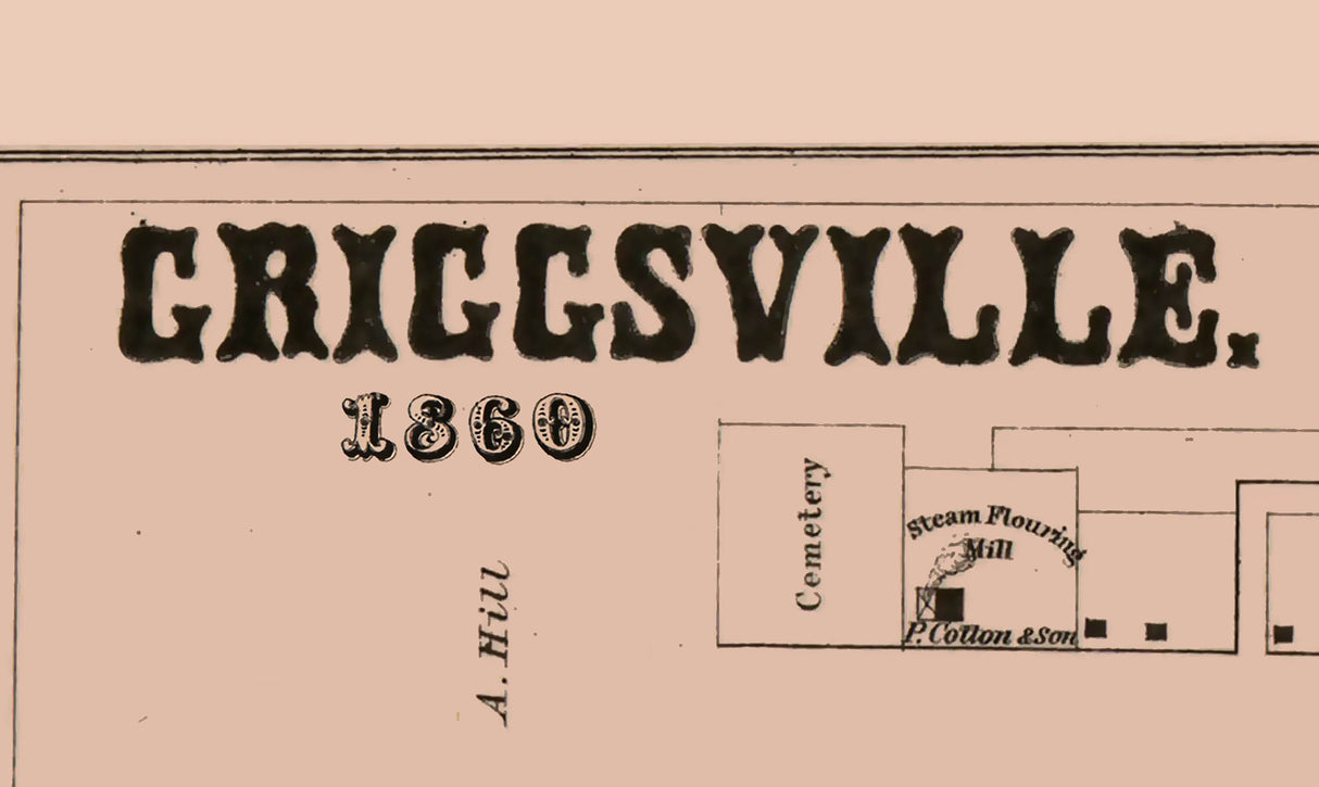1860 Map of Griggsville Pike County Illinois