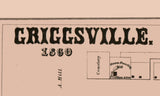 1860 Map of Griggsville Pike County Illinois