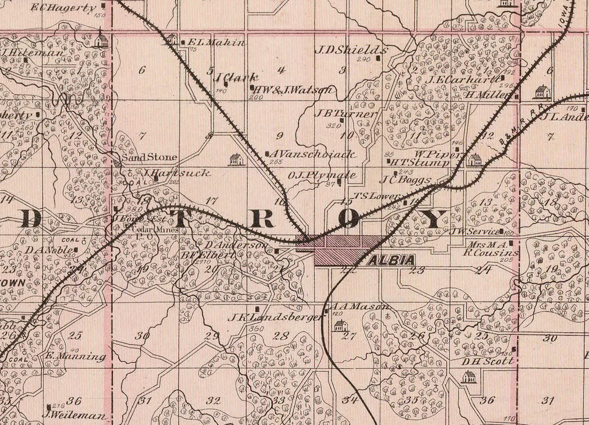 1875 Map of Monroe County Iowa