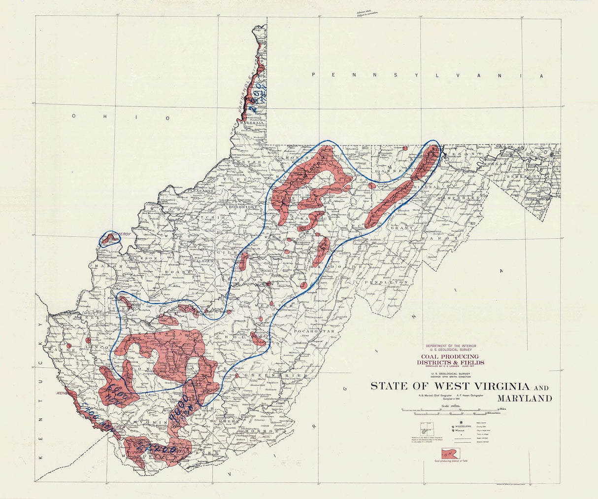 1914 Map of West Virginia Coal Fields