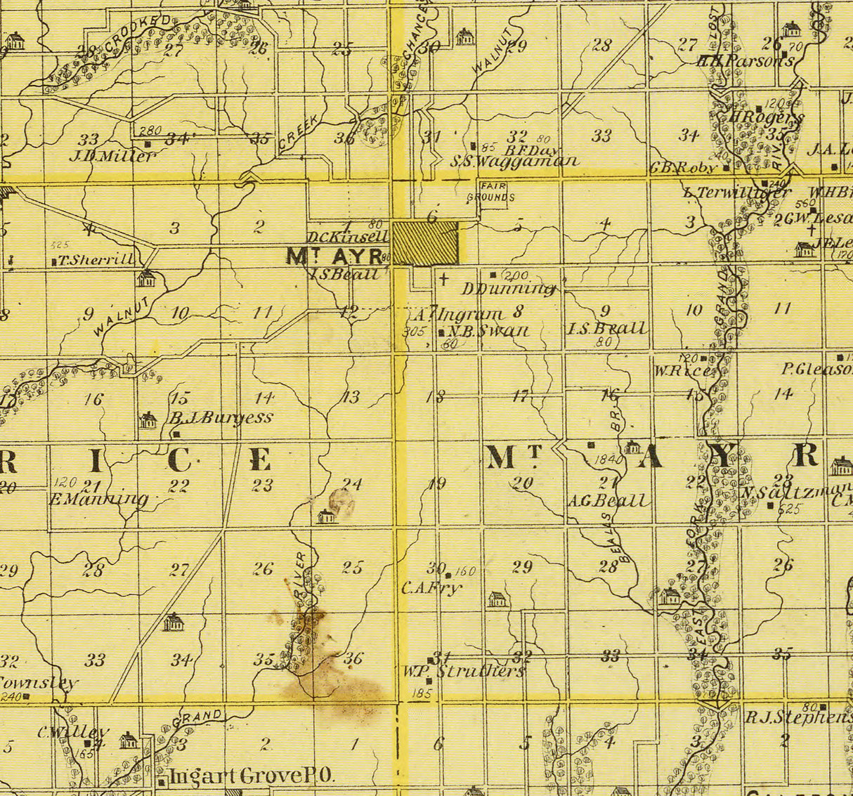 1875 Map of Ringgold County Iowa