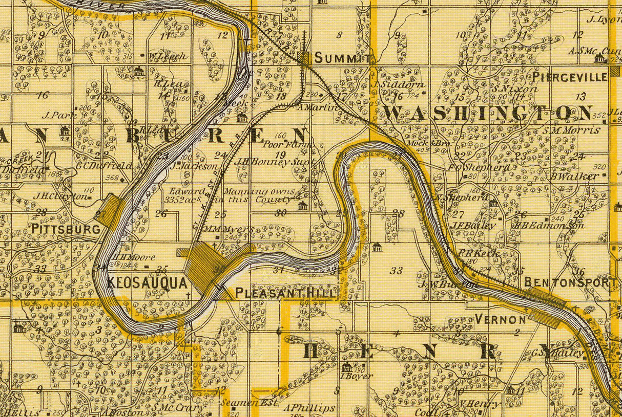 1875 Map of Van Buren County Iowa