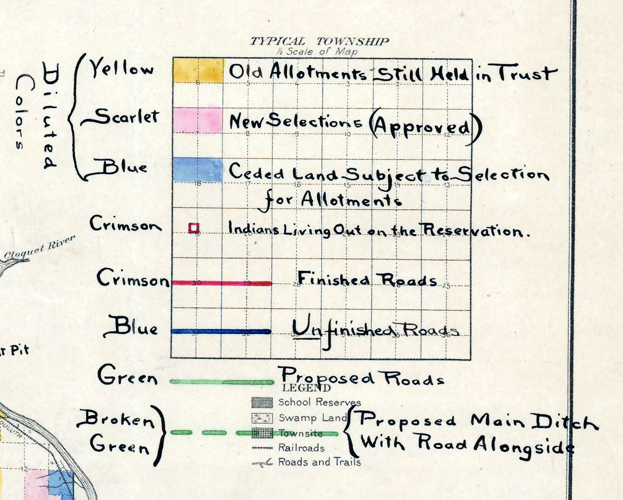 1911 Map of Indian Farms Fond Du Lac Indian Reservation Minnesota