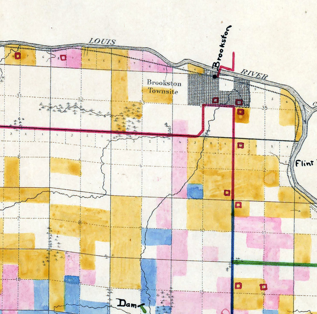 1911 Map of Indian Farms Fond Du Lac Indian Reservation Minnesota