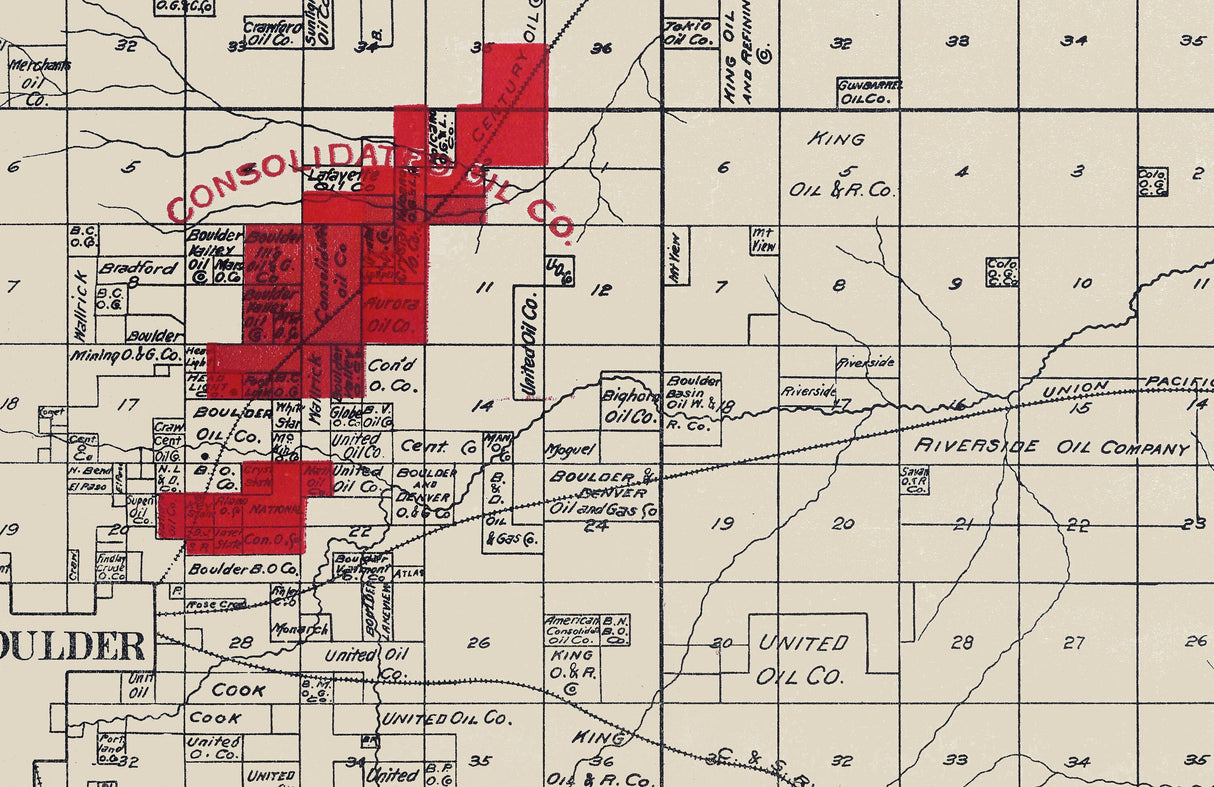 1902 Boulder Colorado Oil Field Map